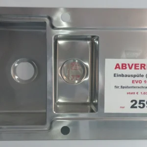 Einbauspüle Edelstahl mit 1,5 Becken (1 Hauptbecken, 1 kleines Zweitbecken) und Tropftasse aus Edelstahl